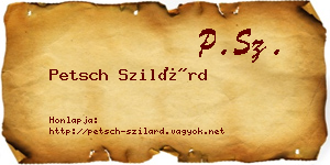 Petsch Szilárd névjegykártya
